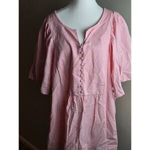 Terra & Sky 4X (28W-30W) Women's Plus Size Short Sleeve Ruffle Woven Blouse Pink
